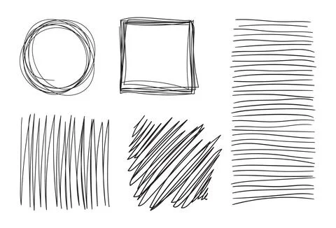 Hand drawn brush line vector design elements. Lines and frames  abstract shap Illustrazione stock