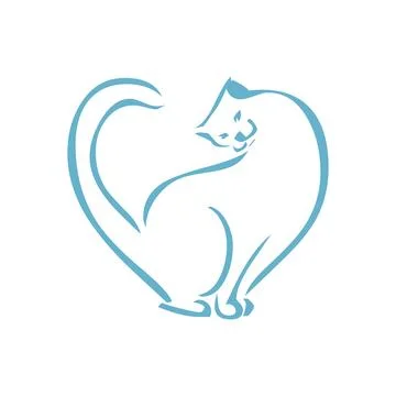 Hand Drawn Brush Linear Cat Icon Stock Illustration
