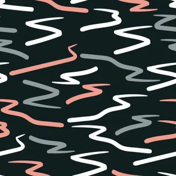 Hand drawn brush pattern, zigzags, lines and curves イラスト素材