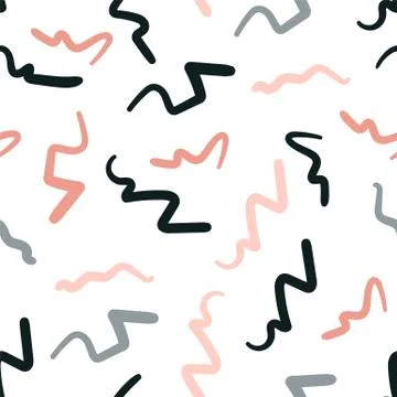 Hand drawn brush pattern, zigzags, lines and curves Stock Illustration