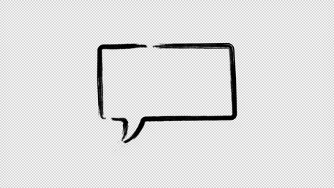 Hand Drawn Brush Rectangle Speech Bubble Loop Transparent Stock Footage 319862488
