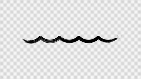 Hand Drawn Brush Simple Sea Wave Line Loop Transparent Stock Footage 319862417