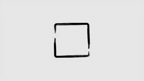 Hand Drawn Brush Square Border 2 Loop Transparent Stock Footage 319862495