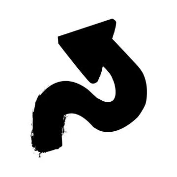 Hand drawn brush stroke arrow indicating direction Stock Illustration