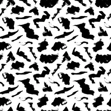 Hand drawn brush strokes vector seamless pattern. Stock Illustration