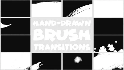 Hand-Drawn Brush Transitions Motion Graphics Pack Stock Footage 182965764