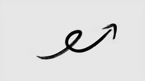 Hand Drawn Brush Twist Arrow Pointer Loop Transparent Stock Footage 319862431
