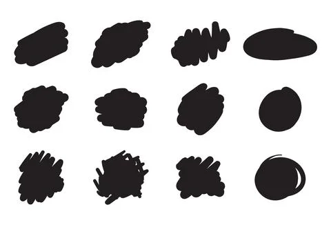 Hand drawn brush vector design elements. Ink spots. Black paint abstract shap 스톡 일러스트