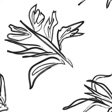 Hand Drawn Brushstroke Leaf seamless pattern design 스톡 일러스트