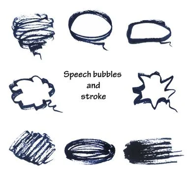 Hand drawn bubble speech and stroke Stock Illustration