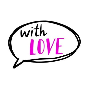 Hand drawn bubble talk phrase With Love. Valentine's day cloud with different Stock Illustration