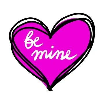 Hand drawn bubble talk phrase Be mine. Valentines day cloud heart with different Stock Illustration