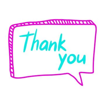 Hand drawn bubble talk phrase Thank You. Valentine's day cloud with different Stock Illustration