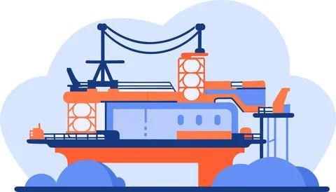 Hand Drawn Building with crane under construction in flat style Illustrazione stock