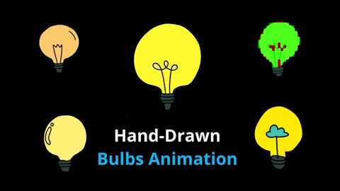 Hand Drawn Bulb Animation with Transparent Background. Sketchy light bulb doodle Stock Footage 325816818
