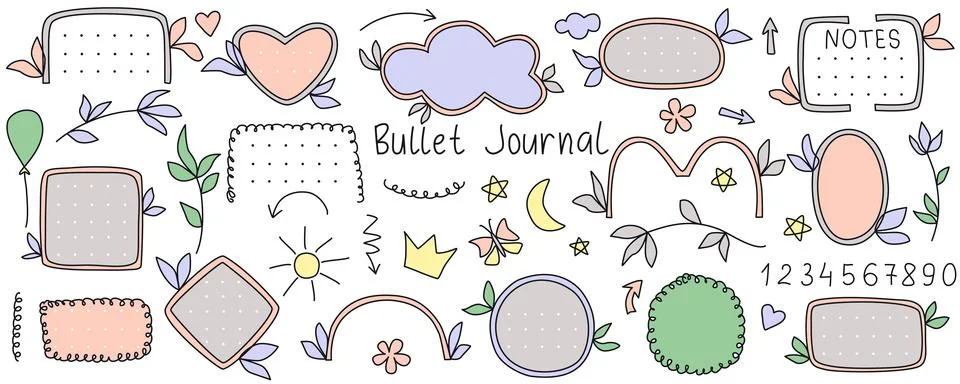 Hand drawn bullet journal elements Stock Illustration