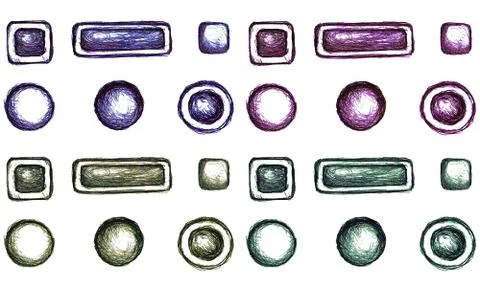 Hand-drawn Bullets and Buttons 库存插图