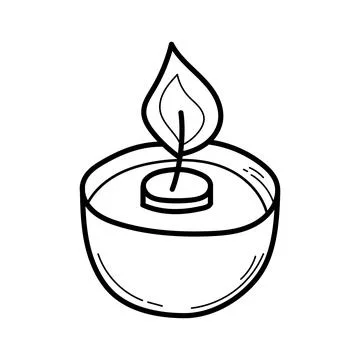 Hand drawn burning candle. Vector illustration sketch style. Outline vector イラスト素材