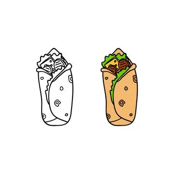 Hand drawn burrito. Illustrazione stock