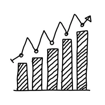 Hand drawn a business bar graph show to concept of data processing. Stock Illustration
