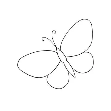 A hand drawn butterfly simple vector outline illustration, doodle style Stock Illustration