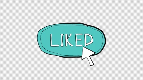 Hand drawn like button clicked by a doodle cursor arrow with alpha channel Video stock 348588731