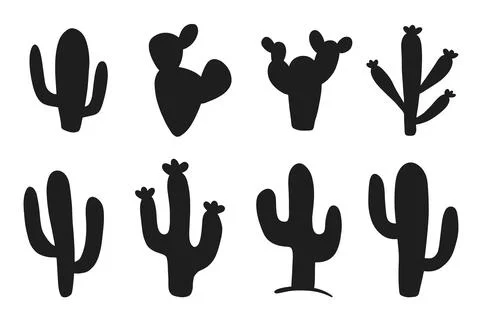 Hand drawn cacti doodles set. Cute cactus sketch Stock Illustration