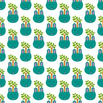 Hand drawn cactus plant flat seamless pattern. Cactus fabric pattern, cute po 스톡 일러스트
