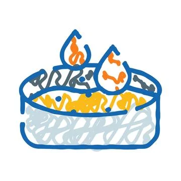 Hand drawn cake with burning candles celebrating event Stock Illustration