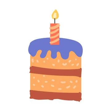 Hand drawn cake with candle vector illustration Stock Illustration