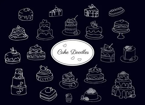 Hand -drawn cake doodles Stock Illustration