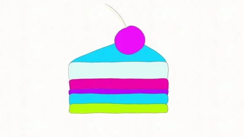 Hand Drawn Cake Slice Icon Animation Stock Footage 338000168