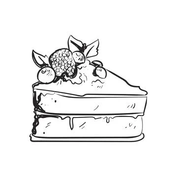 Hand drawn cake slice Illustrazione stock