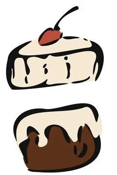 Hand Drawn Cake Slices Dessert Set Stock Illustration