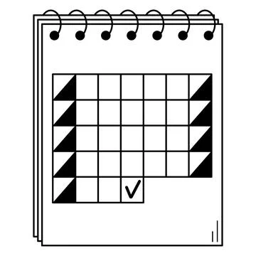 Hand drawn calendar open for one of the months. Tool for planning important Stock Illustration