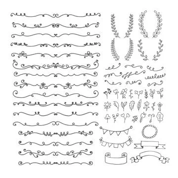 Hand drawn calligraphic design elements. Page decoration Stock Illustration