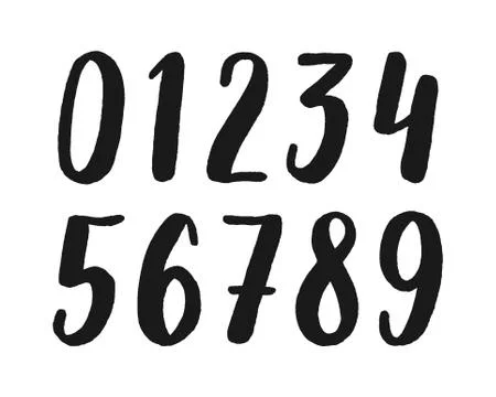 Hand drawn calligraphic numbers. Vector symbols Stock Illustration