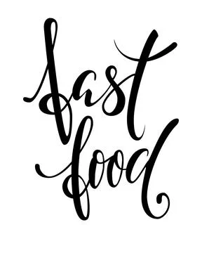 Hand drawn calligraphy and brush pen lettering phrase fast food. Stock Illustration