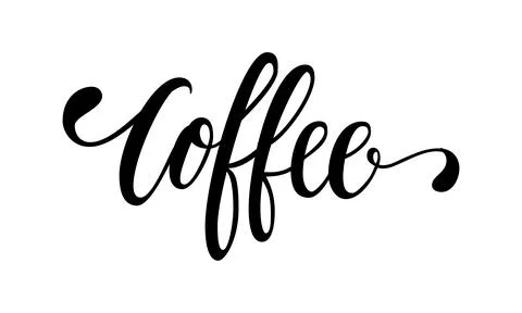 Hand drawn calligraphy and brush pen lettering word coffee. Design of adver.. Stock Illustration