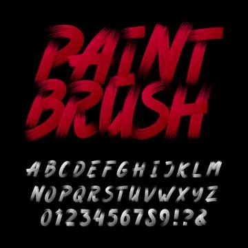 Hand drawn calligraphy brush stroke alphabet. Letters and numbers. Stock Illustration