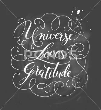 Hand-drawn calligraphy lettering Universe Loves Gratitude Stock Illustration