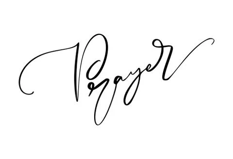 Hand drawn calligraphy Prayer text. Christian typography lettering, drawing Illustration