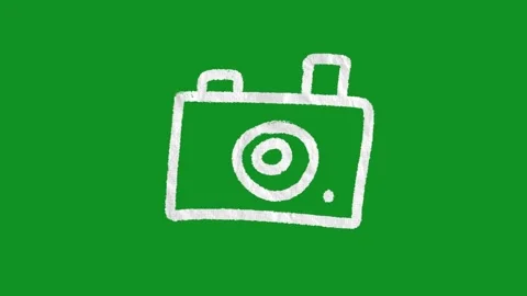 Hand Drawn Camera Animation Green Screen White Doodle Photo Icon Motion Graphic Stock Footage 334579427