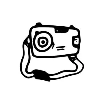 Hand Drawn camera doodle. Sketch style icon. Decoration element. Isolated on  Illustrazione stock