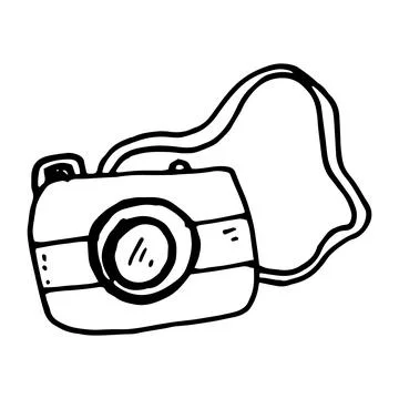 Hand drawn camera icon black. on white background. vector Illustrator. symbol Stock Illustration
