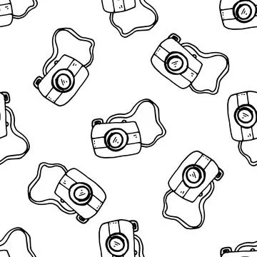 Hand drawn camera icon black. on white background. vector Illustrator. Seamle Stock Illustration