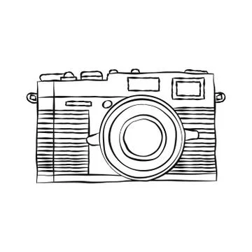 Hand drawn of Camera. Stock Illustration