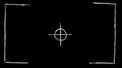Hand Drawn Camera Viewfinder Overlay with Sketch Focus Marker and Glitch Effect Stock Footage 340280748