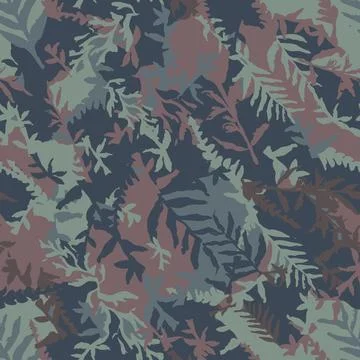 Hand drawn camo with leaf, seamless pattern. Vector イラスト素材