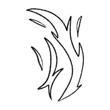 Hand drawn campfire with doodle flames. Retro fire outline and smoke silhou.. Stock Illustration
